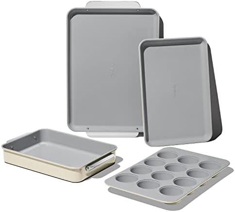 Caraway Nonstick Ceramic Bakeware Set (5 Pieces) - Baking Sheets, Assorted Baking Pans, Cooling Rack | Amazon (US)