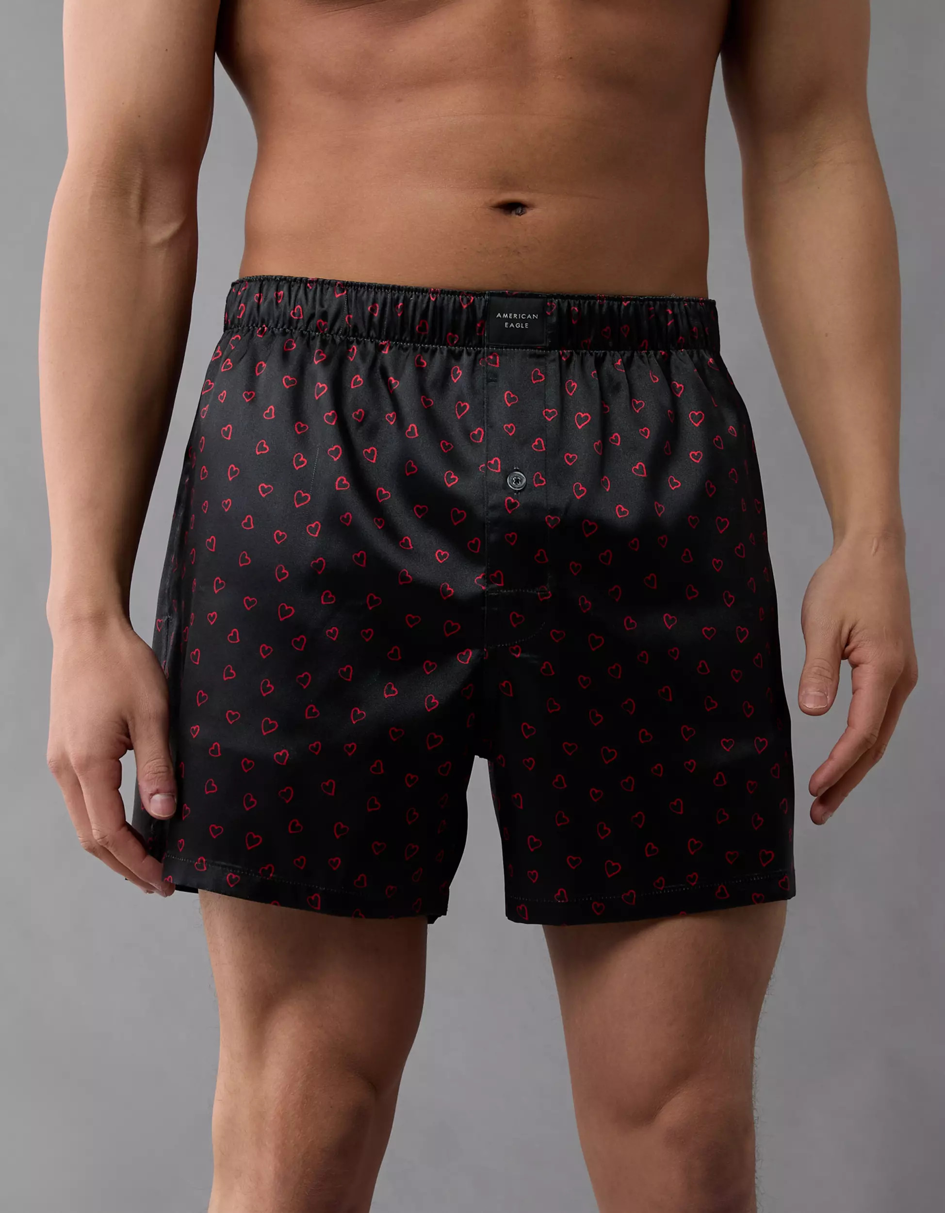 AEO Men's Valentine's Day Hearts Satin Pocket Boxer Short | American Eagle Outfitters (US & CA)