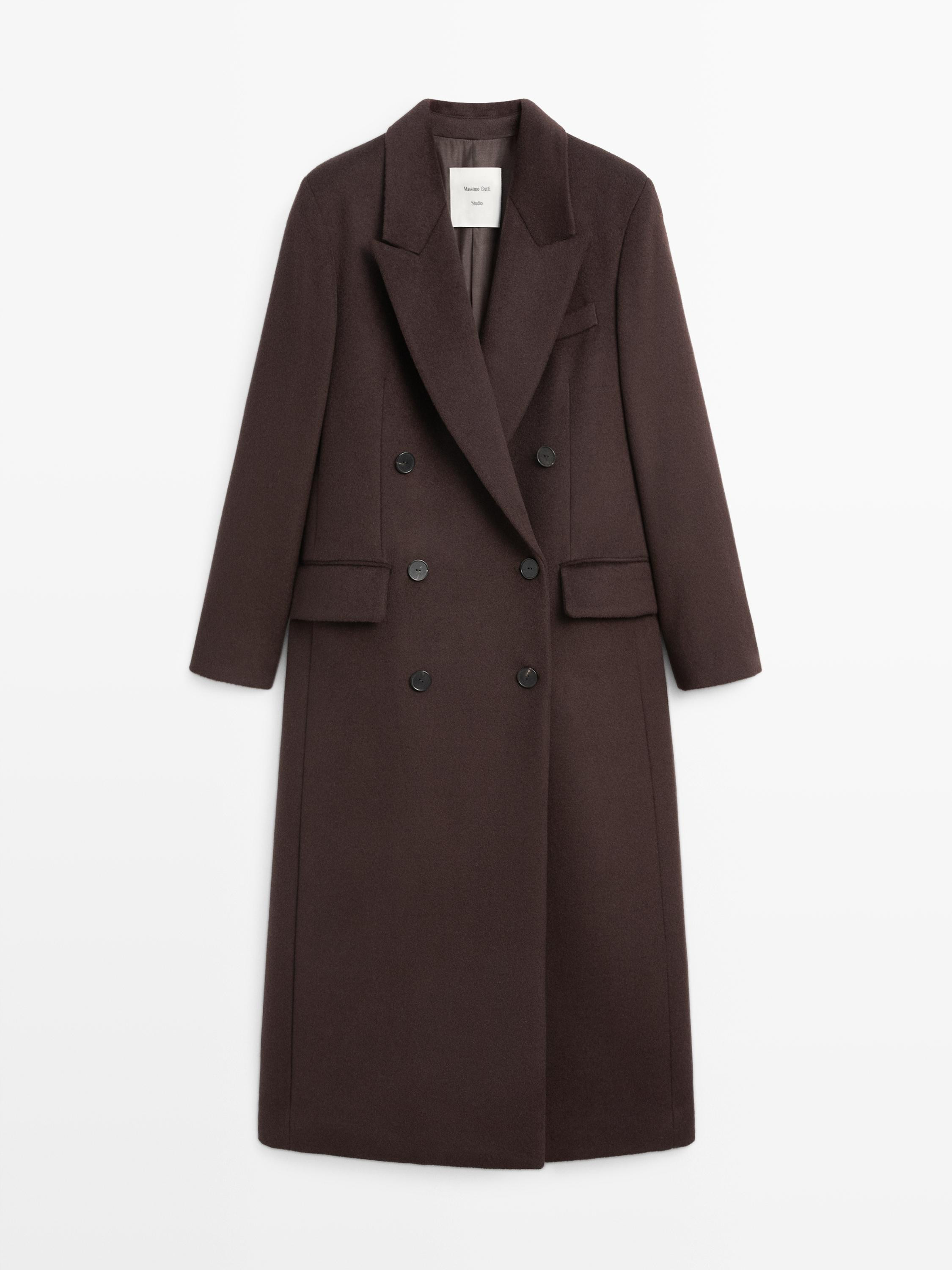 Zweireihiger Mantel aus 100 % Wolle – STUDIO | Massimo Dutti DE