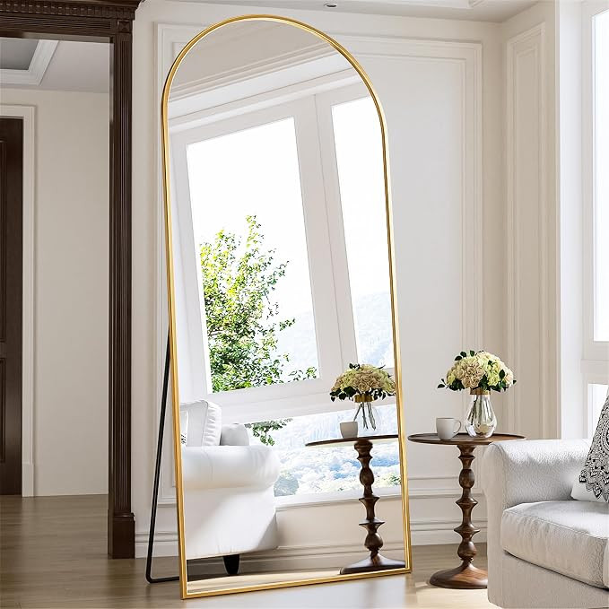Antok 71" x28” Arched Full Length Mirror with Stand, Floor Mirror, Gold | Amazon (US)