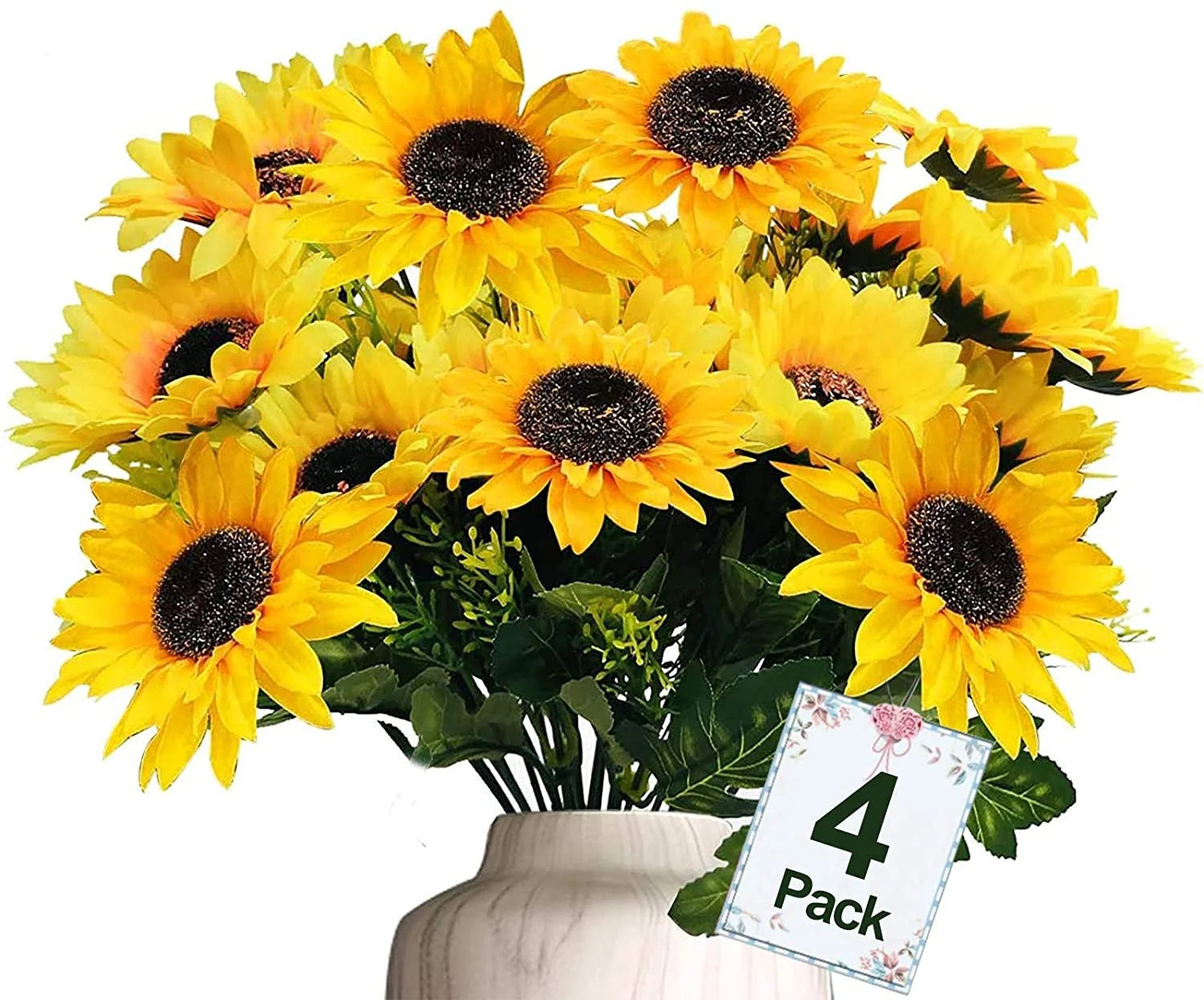 Limei 4 Bouquet 28 Heads Sunflowers Artificial Flowers Bulk Spring Decor, Fake Flowers Silk Faux ... | Walmart (US)