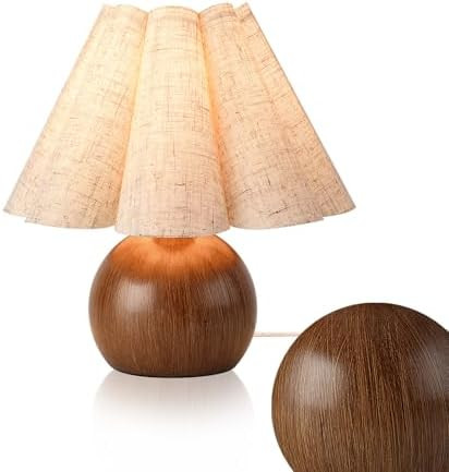 Farmhouse Cute Small Table Lamp, Wood Grain Vintage Table Lamps for Bedroom Nightstand, Cute Mini... | Amazon (US)