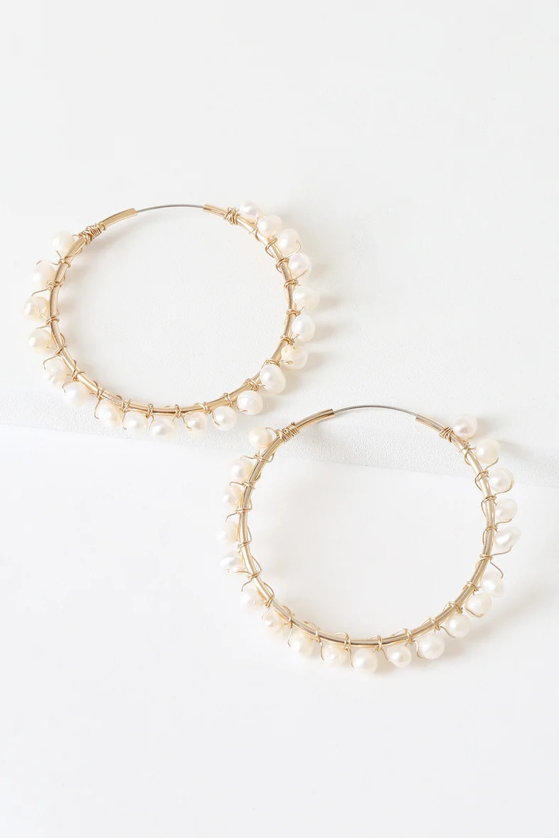 Wise Idea Gold and Pearl Hoop Earrings | Lulus