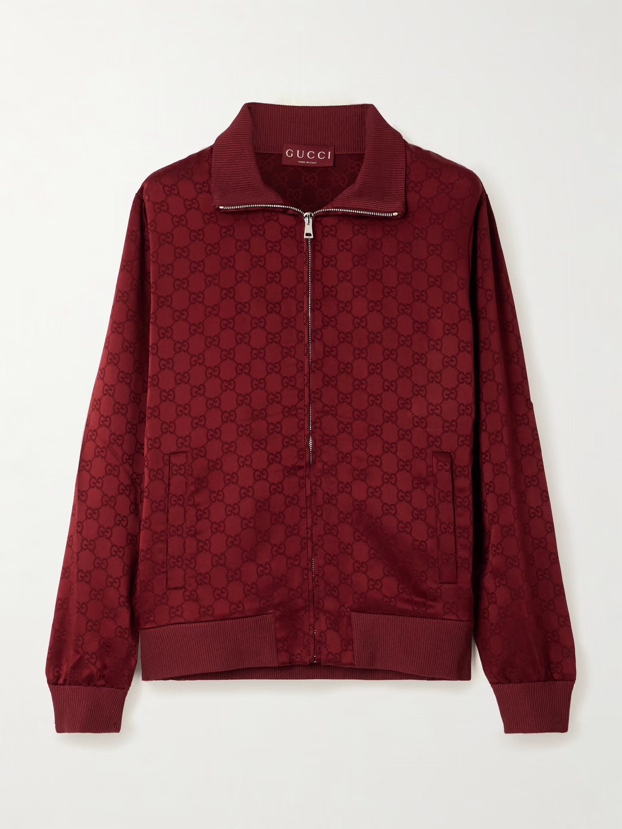 Gucci - Satin-jacquard Track Jacket - Burgundy | NET-A-PORTER (US)