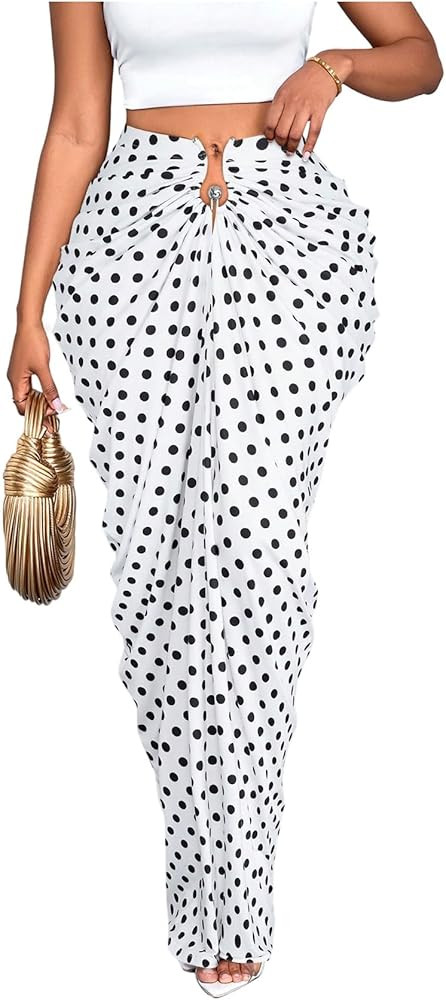 WDIRARA Women's Ruched Bodycon Maxi Skirt Cocktail Party High Waisted Long Fishtail Skirts | Amazon (US)