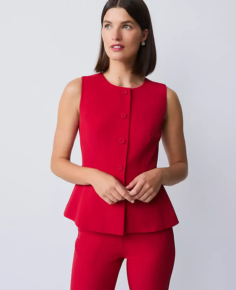 Crew Neck Peplum Vest | Ann Taylor