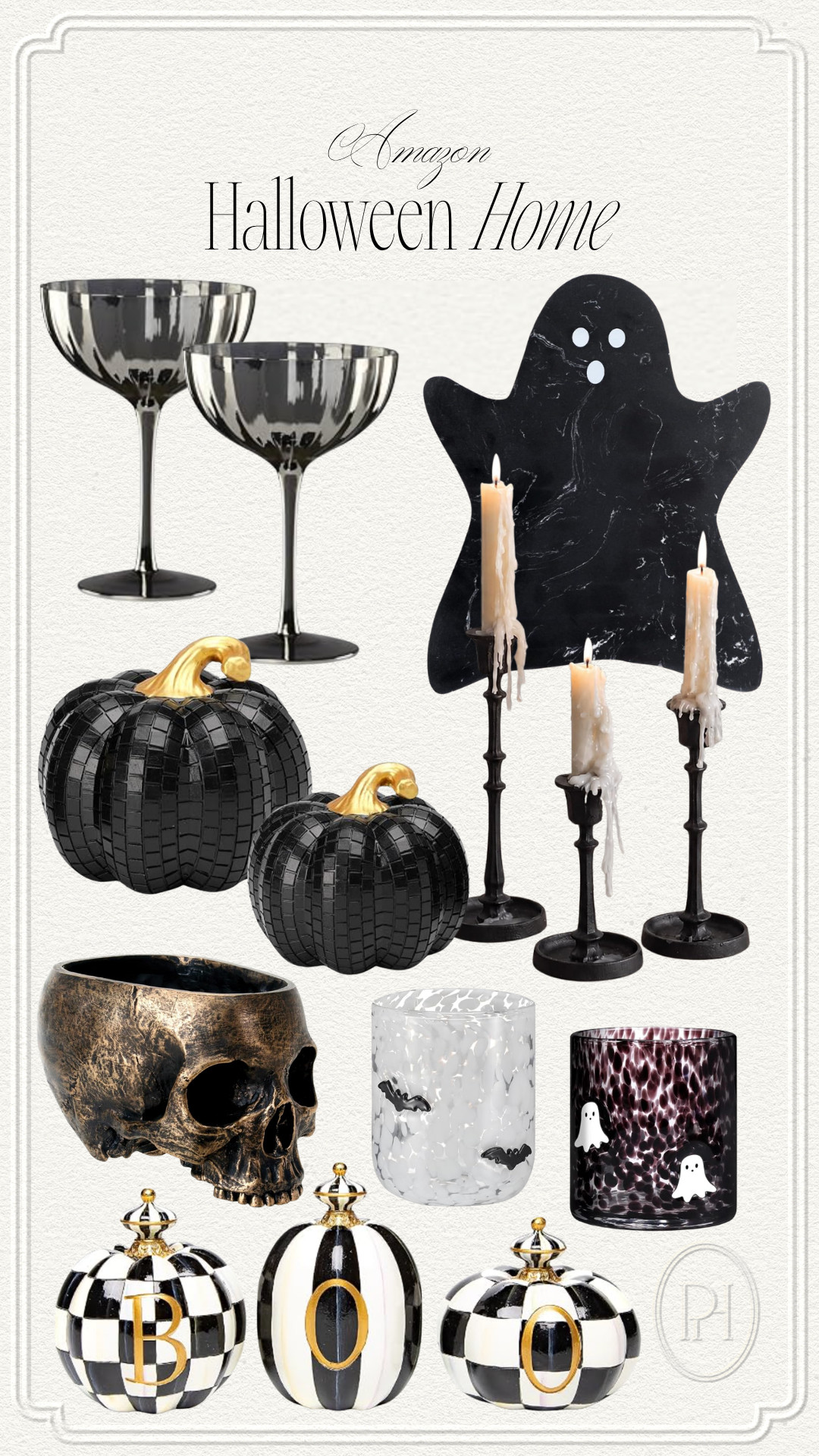 Super chic finds I'm loving for Halloween on Amazon!

Halloween decor, Halloween accents, black and white Halloween, marble cheese board, ghost charcuterie board, ghost cutting board, black glassware, black coupe glass, black candlesticks, black candle holders, tapered candlesticks, Halloween icon glasses, ghost icon glasses, bat icon glasses, skull candy bowl, Halloween candle bowl, black pumpkins, checkered pumpkins 

 #LTKSeasonal #LTKHome