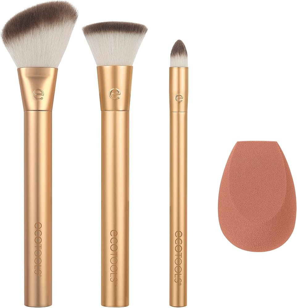 EcoTools Precious Metals Face Blend & Sculpt Set, Makeup Brush Kit For Foundation, Concealer, & P... | Amazon (US)