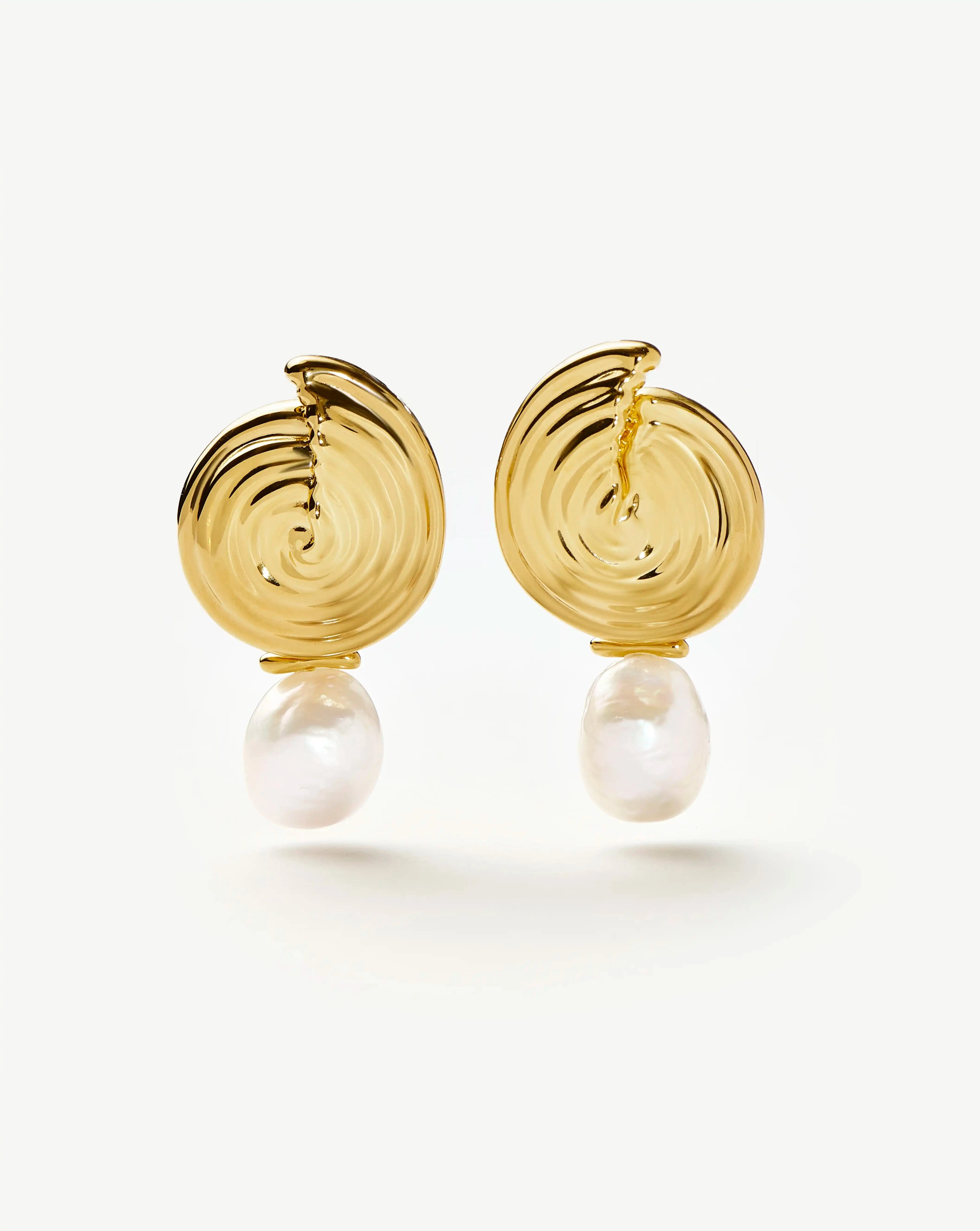 Spiral Interchangeable Pearl Drop Earrings | Missoma UK | Missoma UK
