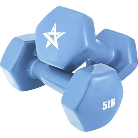 Yes4All 5lb Pair of Vinyl Hexagon Dumbbells - Dumbbells Set of 2 Hand Weights for Home Gym & Strength Training (2-15 lbs Weight Options) - Little Boy Blue | Walmart (US)