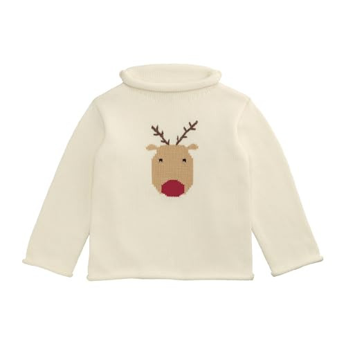 Mud Pie Boys Kids Christmas Reindeer Rollneck Sweater White | Amazon (US)