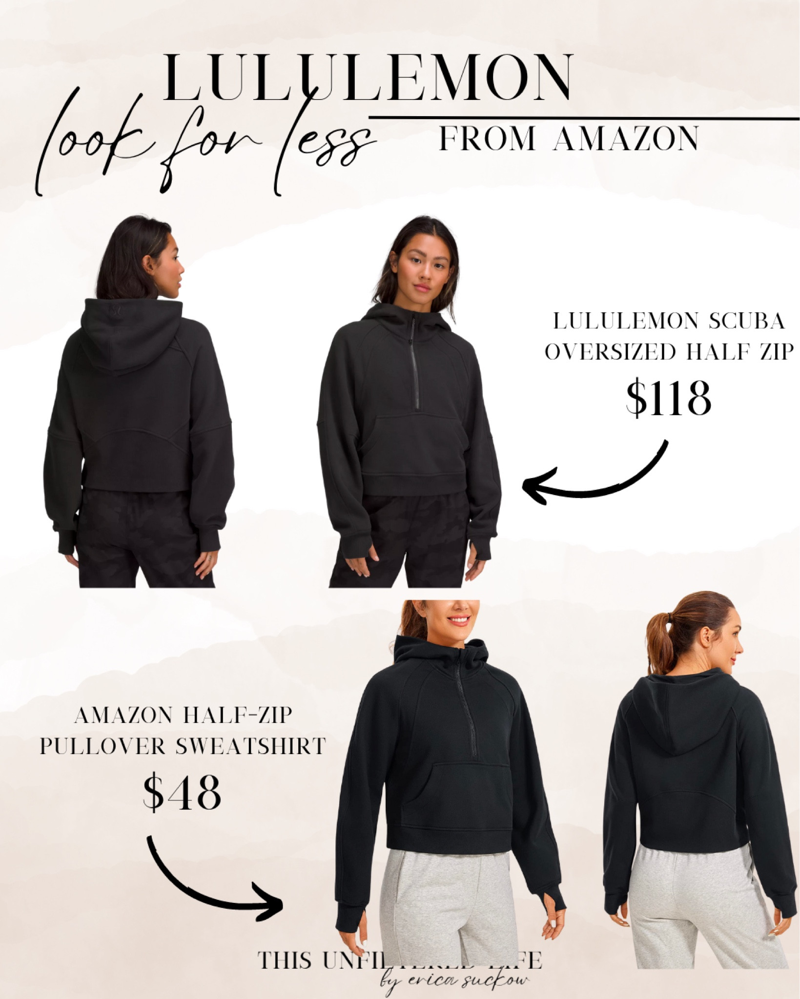 Black Scuba Oversized Sherpa Half Zip by Lululemon for $50