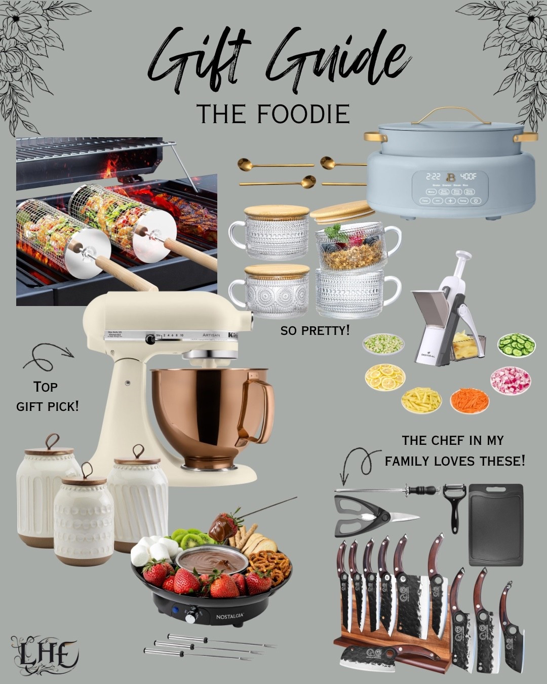 Perfect gifts for those that love to cook, and eat great food! Foodie, gift ideas, gift guide, gifts for her, gifts for him, cooking gifts, kitchen essentials, kitchen gifts, electric mixer, kitchen aid mixer, knife set, food chopper, grilling essentials, kitchen finds, kitchen gift, canisters

#LTKHome #LTKSaleAlert #LTKGiftGuide