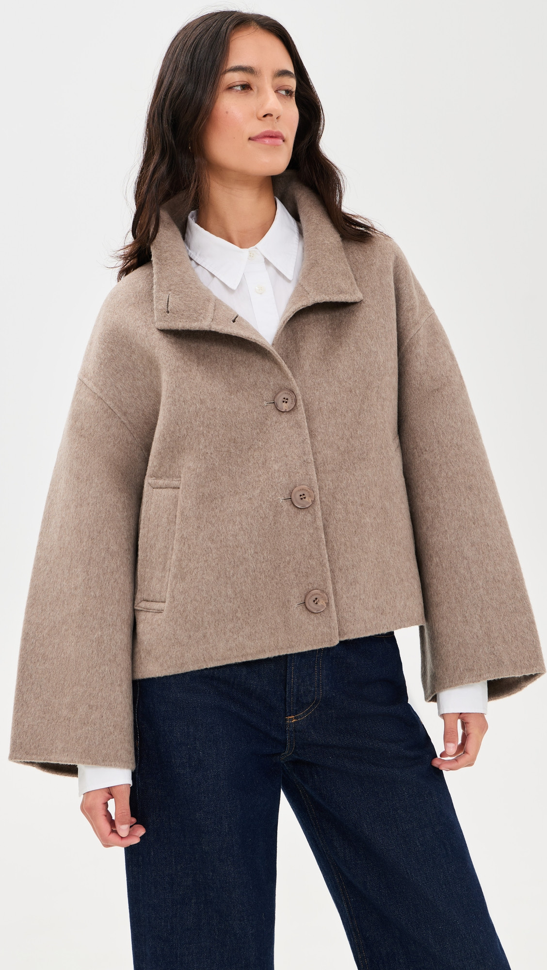 LAMARQUE Mckenna Cropped Wool Jacket Heather Taupe L | Shopbop