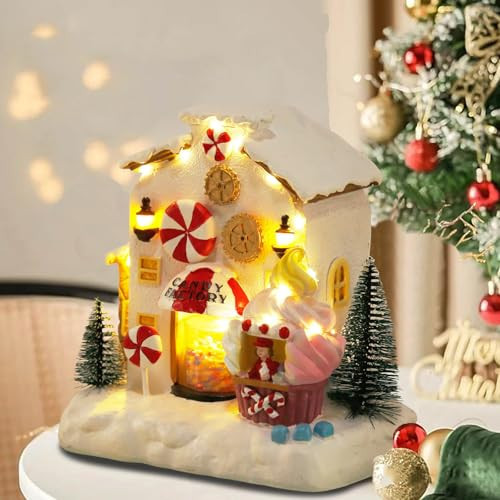 innodept12 Christmas Animated Gingerbread House Decor - Christmas Collectible Buildings Gingerbread House Village Candy Factory, Multi | Amazon (US)