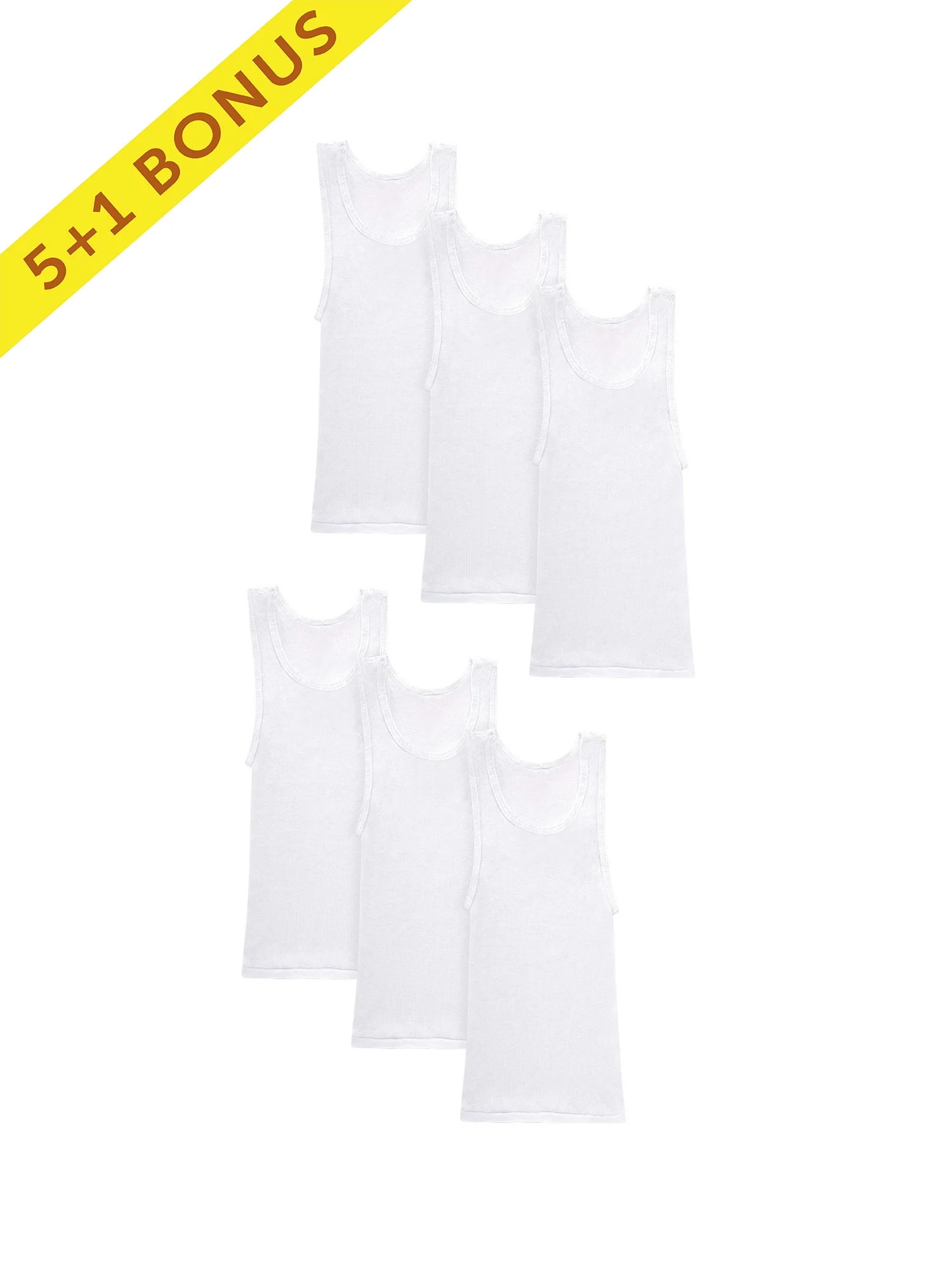 Hanes Boys' White Tank Undershirts, 5+1 Bonus Pack - Walmart.com | Walmart (US)