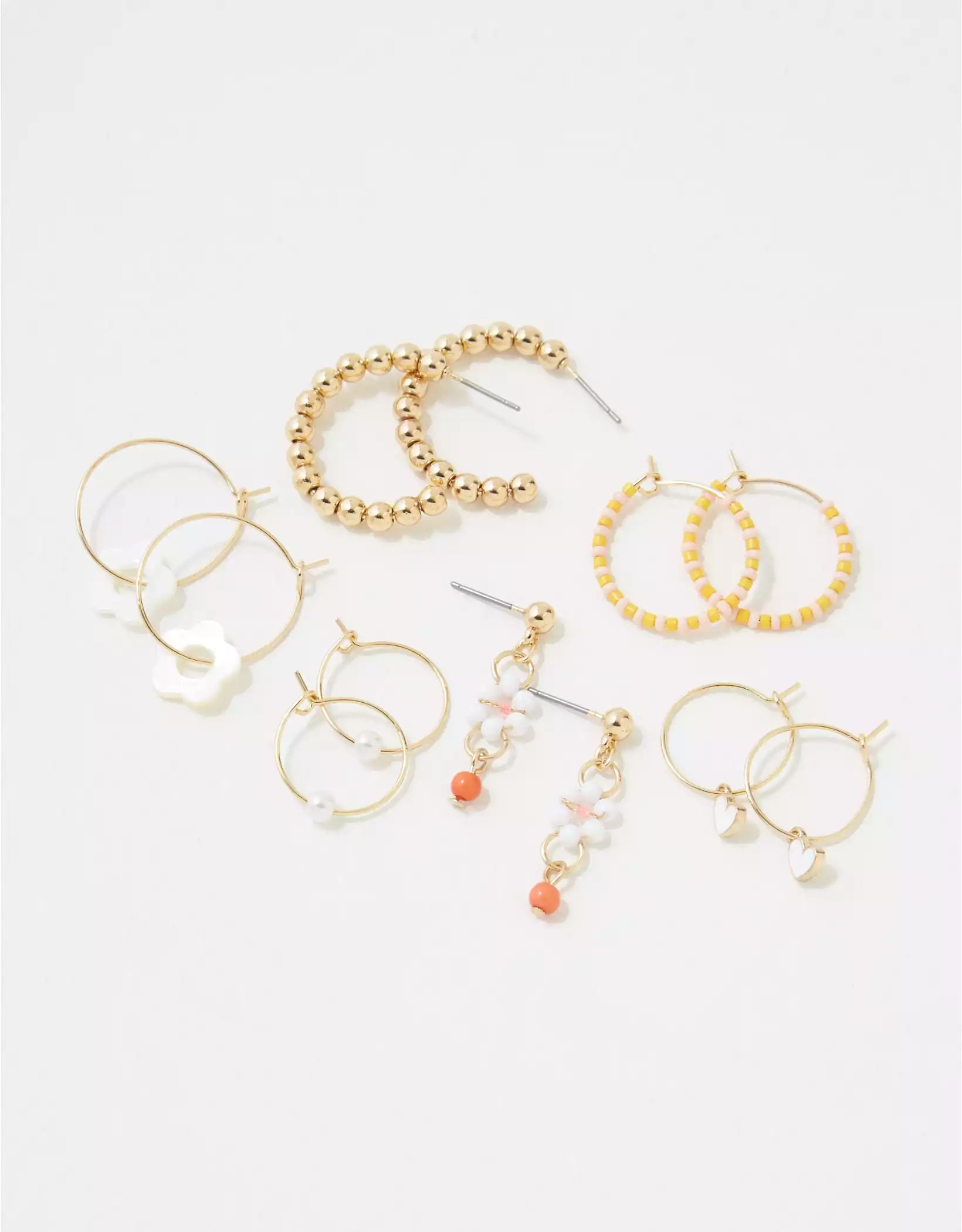 AEO Orange Beaded Hoop Earring 6-Pack | American Eagle Outfitters (US & CA)