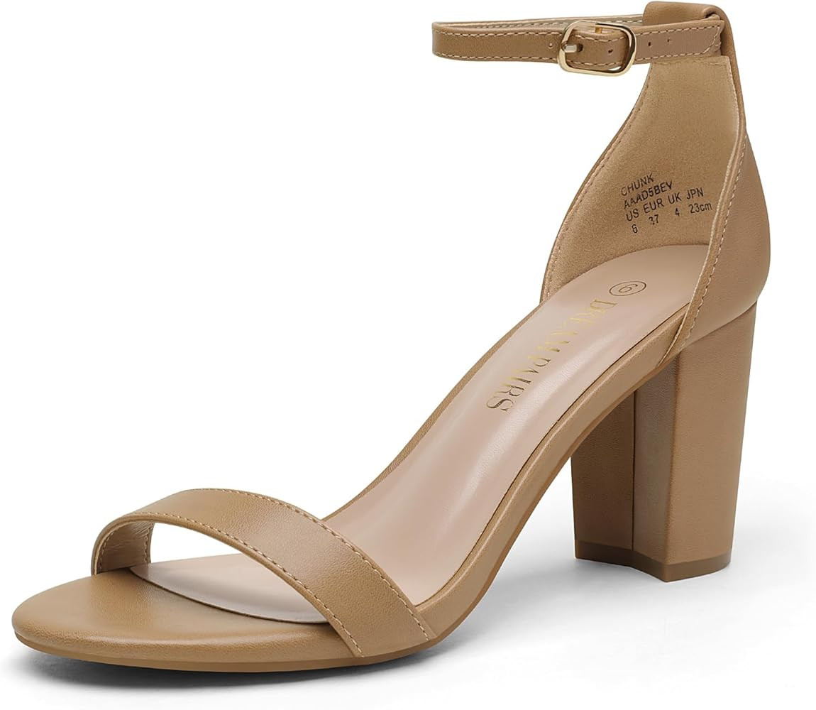 DREAM PAIRS Women's Chunk Low Heel Pump Sandals | Amazon (US)