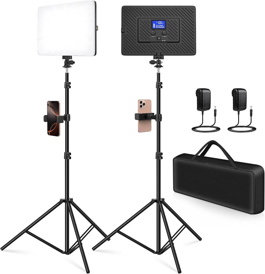 2 Pack Led Video Light Kit, 4000mAh Rechargeable Lithium Battery, Light Panel 2500k-8500k 2200Lux... | Amazon (US)