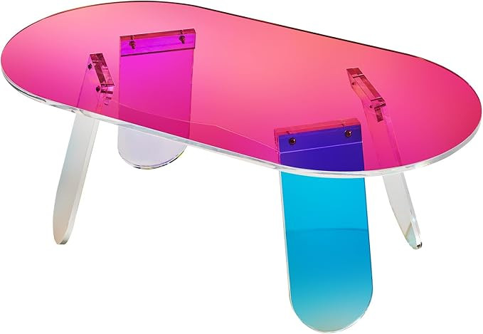 VEVOR Acrylic Coffee Table, Iridescent Acrylic End Table, 37.4 Inch Length 0.5 Inch Thickness Col... | Amazon (US)