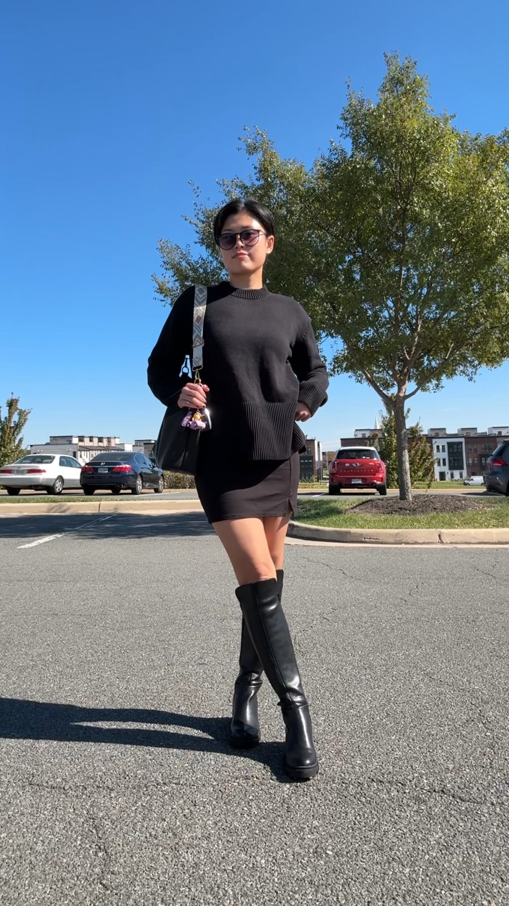 Fall outfit, knee high boots, black sweater, fall skirt, black skirt, fall look, cute chic outfit#LTKxMadewell 

#LTKStyleTip #LTKSeasonal