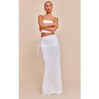 White Linen Look Ruched Waist Maxi Skirt | PrettyLittleThing UK