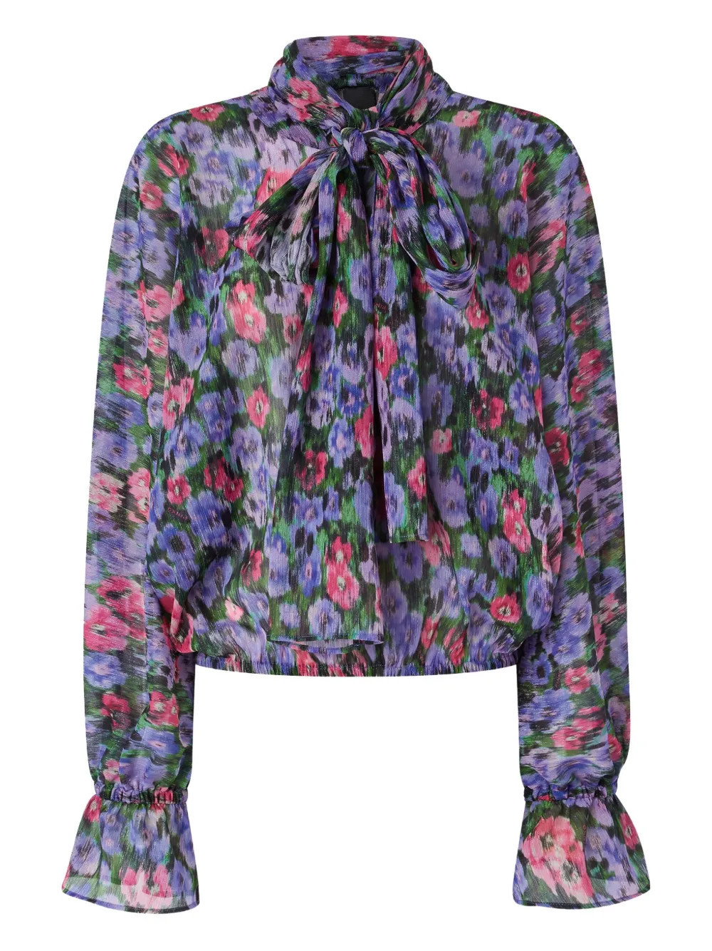 PINKO floral-print tie-neck blouse - Purple | Farfetch Global