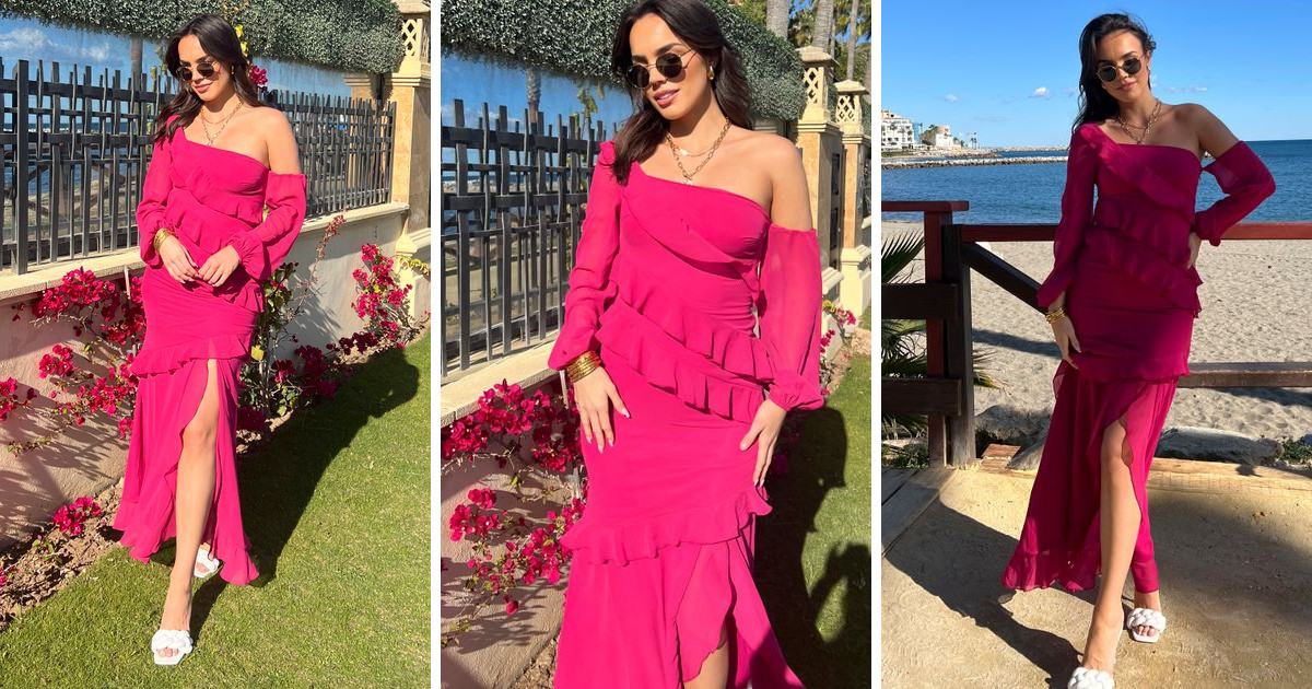 Ruffle Long Sleeve Maxi Dress   Fushia | WKND Girl | SilkFred | SilkFred