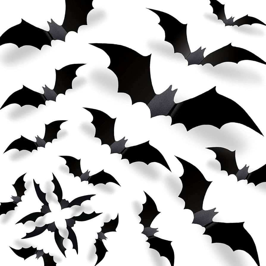 Halloween 3D Bats Wall Decor - 70 Pcs 5 Different Sizes Matte Black Reusable PVC Scary Bat Sticke... | Amazon (US)