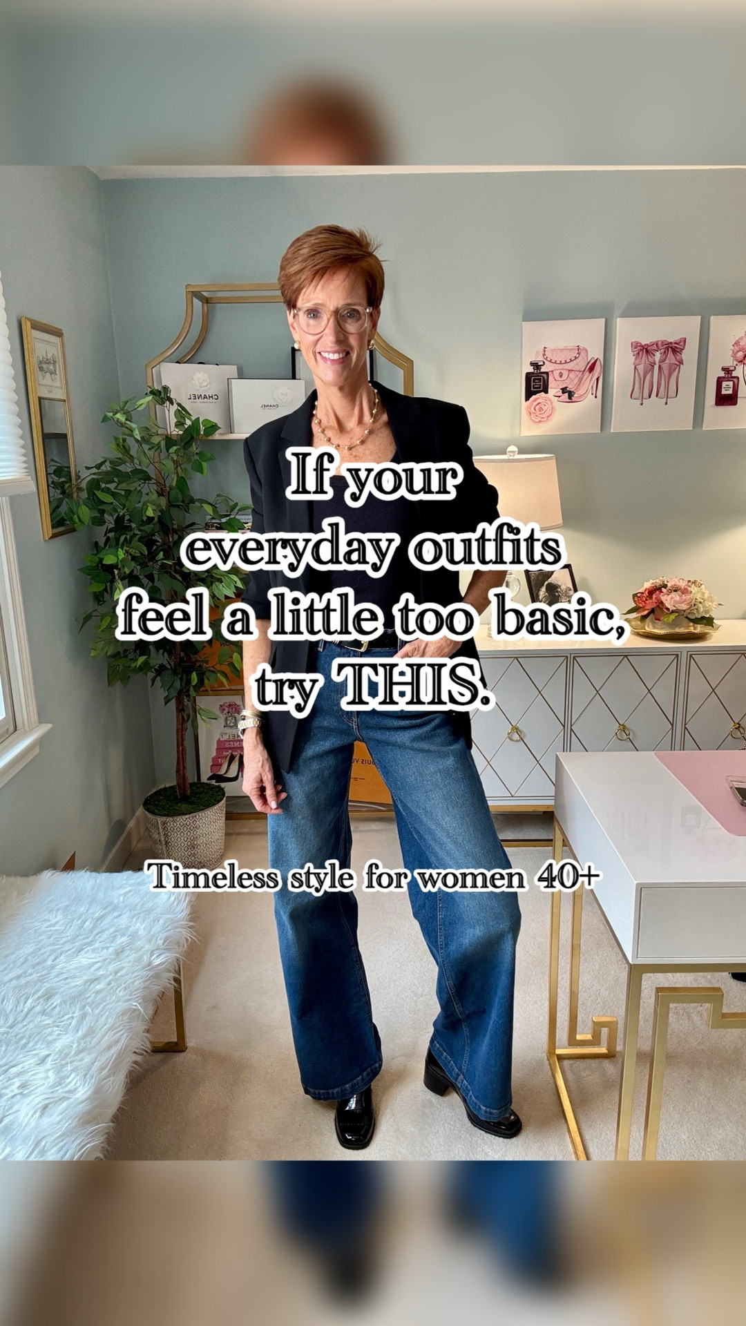 You don't need a complicated outfit to look polished.

Sometimes the simplest formula works best: a black ribbed tee, classic black blazer, medium-wash jeans and block-heel loafers. Four pieces, nothing fussy, but adding that blazer takes an everyday jeans-and-tee outfit and immediately makes it feel more elevated and pulled together.

And my tall friends — let's talk about these jeans. I'm 6'1" and they're long enough for me to wear with a 3-inch heel. Finding jeans with REAL length is no small thing, so when I find a pair that works, I'm going to tell you about them.

This is exactly the kind of timeless, classic everyday style I love sharing here — wearable outfits, simple styling ideas and pieces that actually work in real life.

Are you a blazer-with-jeans woman, or do blazers still feel too "workwear" to you?
SAVE this outfit for the next time you don't know what to wear, SHARE it with a friend who loves classic style, and FOLLOW for more everyday outfit ideas for women 40+ — especially my fellow tall girls.

#ClassicStyle #JeansOutfit #Over50Style #TallWomenStyle

#LTKootd #LTKOver40 #LTKTall