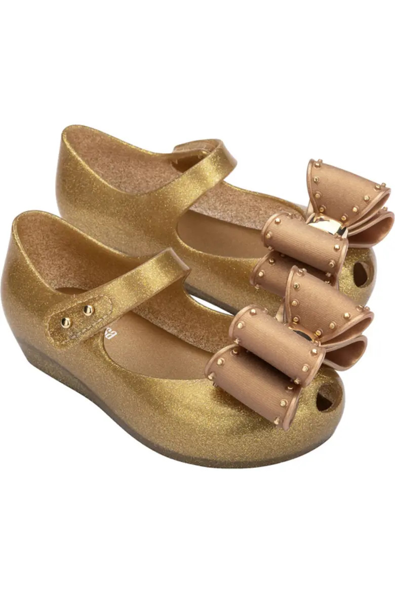Melissa Kids' Ultragirl Classic Mary Jane Flat in Glitter Pink at Nordstrom, Size 12 M | Nordstrom