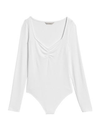 Petite Ribbed Sweetheart Thong Bodysuit | Banana Republic (US)