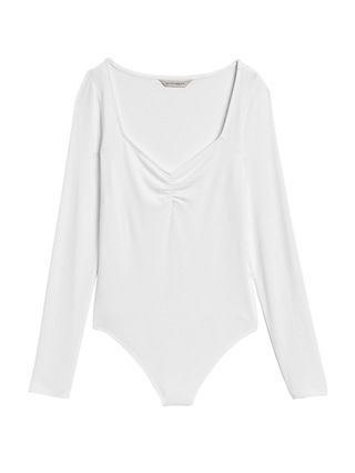 Petite Ribbed Sweetheart Thong Bodysuit | Banana Republic (US)