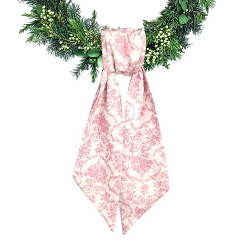 Ftuuo Floral Wreath Sash for Front Door Pink Flower Wreaths Satin Sash Vintage Garland Ribbon Accessories for Wreath Yard Doorway Indoor Outdoor Bow Bridal Shower Home Decor,4.72 x 45.27 | Amazon (US)