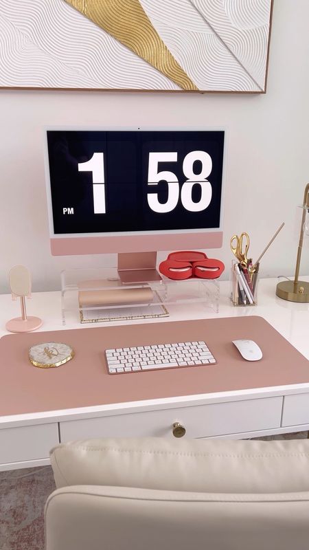 Desk refresh for the new year! ✨ 

iMac unboxing, asmr, home office, home decor, lucite computer stand, amazon finds, iPhone stand, gold desk, lamp, desk mat, fancythingsblog 

#LTKunder50 #LTKhome #LTKunder100
