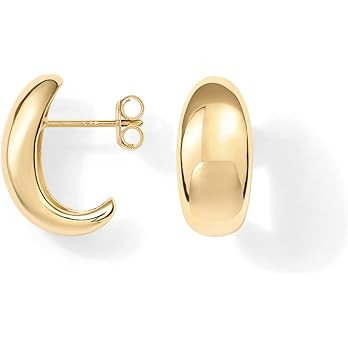 PAVOI 14K Gold Plated Sterling Silver Post Huggie Earrings | Gold Dome Huggie Hoop Earrings for W... | Amazon (US)