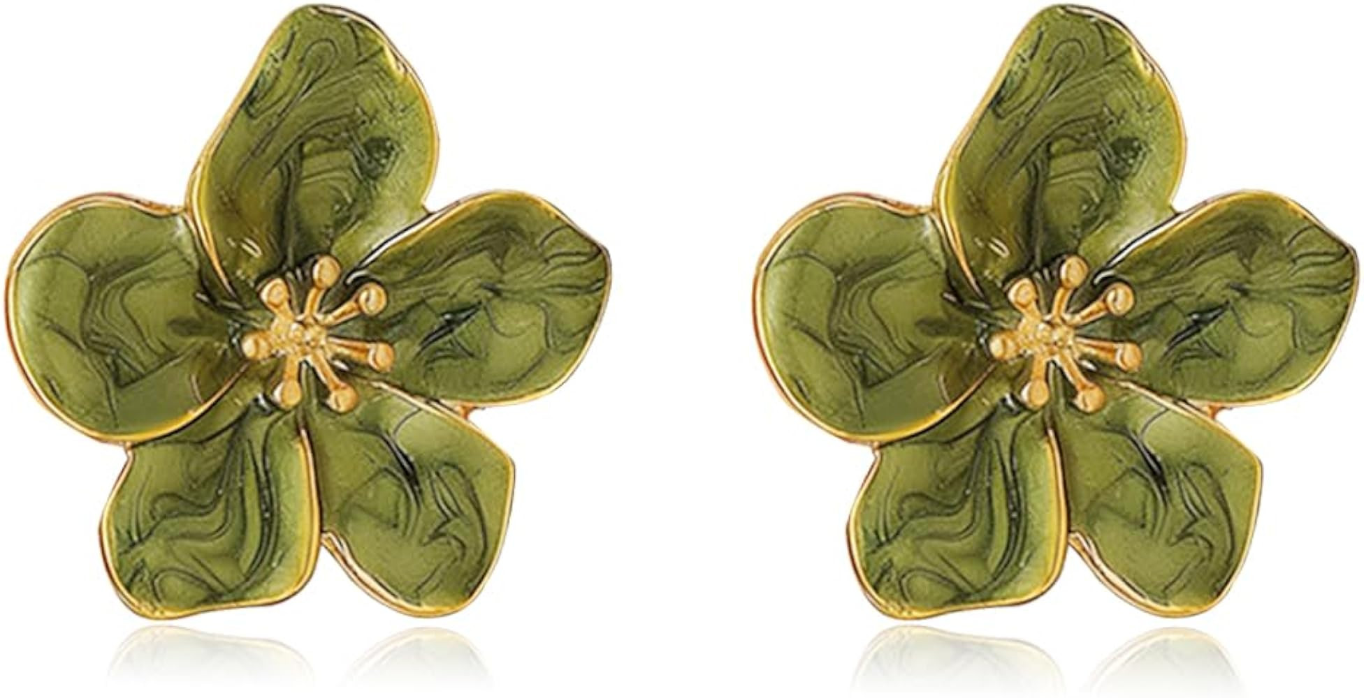 Statement Flower Earrings for Women White Enamel Floral Earrings Boho Green Big Earrings for Wome... | Amazon (US)