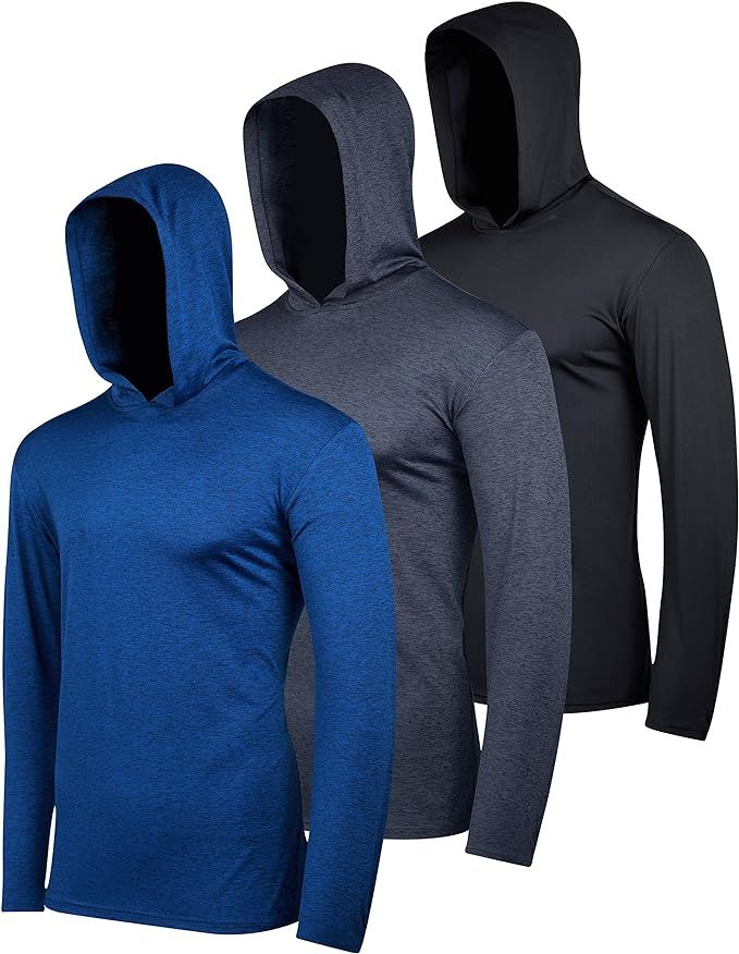 Real Essentials 3 Pack: Men's Dry Fit Moisture Wicking Long Sleeve Active Athletic Hoodie Pullove... | Amazon (US)