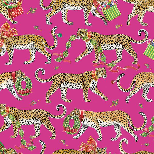 Caspari Pink Leopards Wrapping Paper | The Container Store