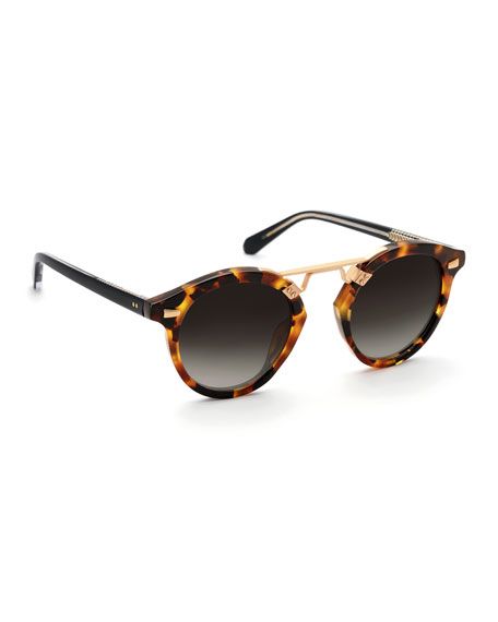 KREWE St. Louis II Two-Tone Round Acetate Sunglasses | Neiman Marcus