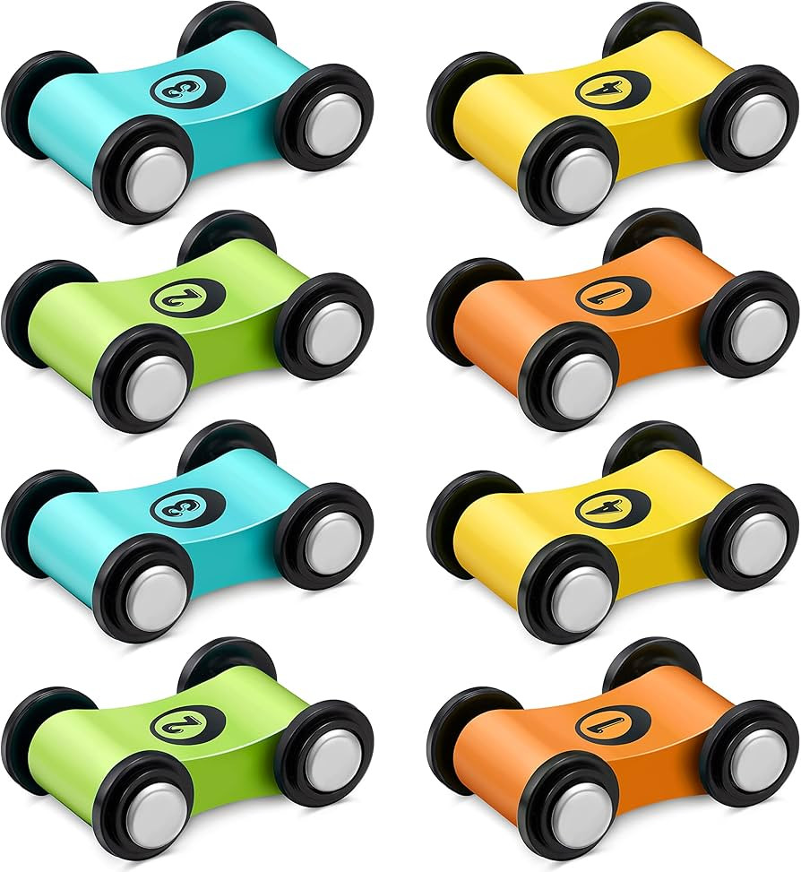 8 Pieces Wooden Mini Car Wood Race Car Kids Wooden Track Colorful Car Ramp Toy Replacement Car To... | Amazon (US)