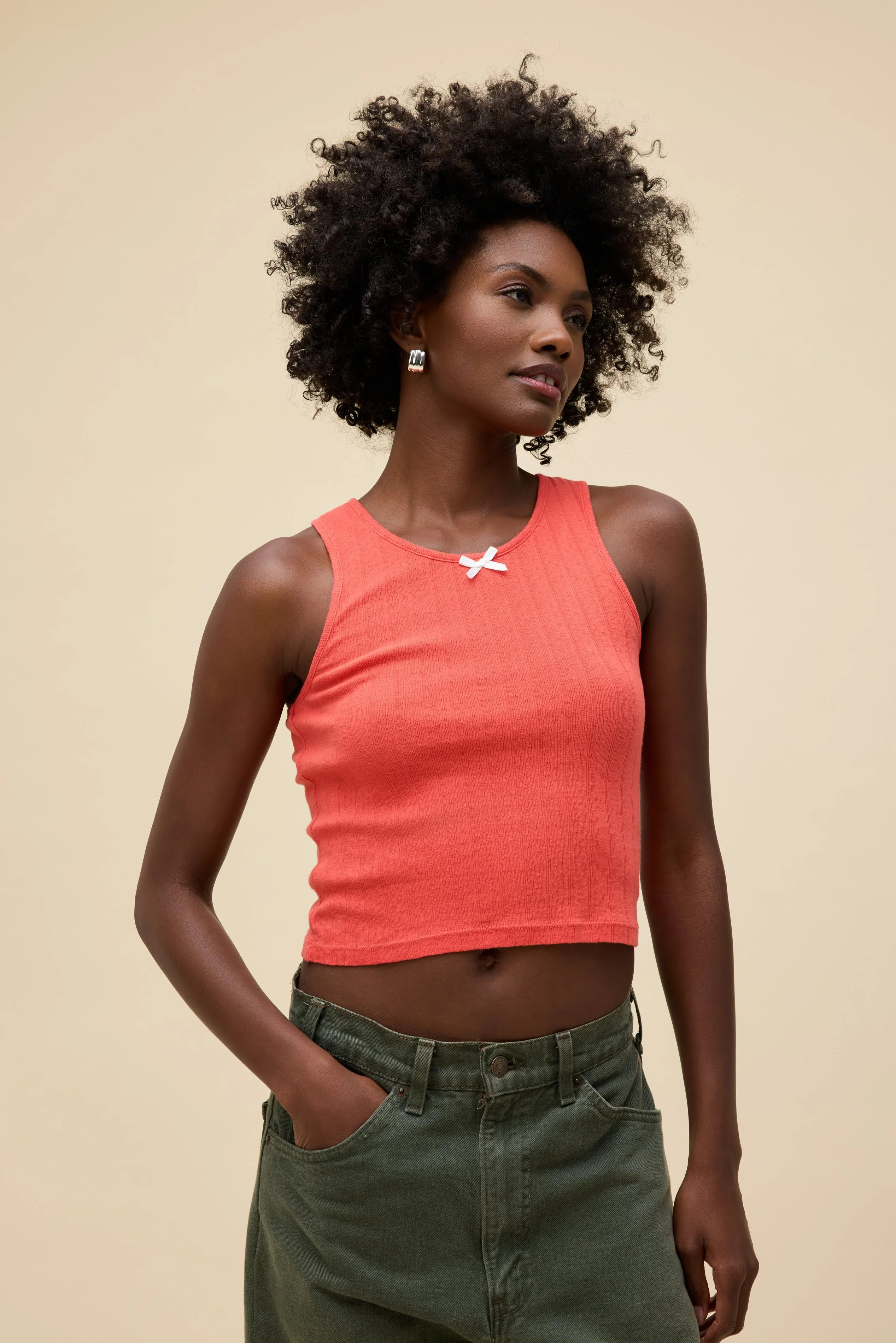 Solid Bow Pointelle Tank | Daydreamer