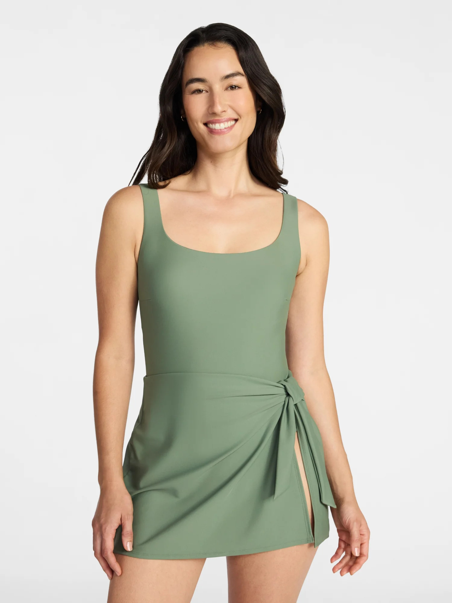 Time and Tru Women's Wrap Swim Dress, Sizes XS-XXXL | Walmart (US)