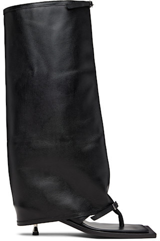 Black Kaia Stiletto Heel Tall Sandals | SSENSE