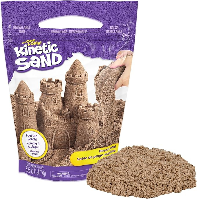 Kinetic Sand, 3.25lbs Beach Play Sand, Moldable Sensory Toys for Kids, Resealable Bag, for Ages 3... | Amazon (US)