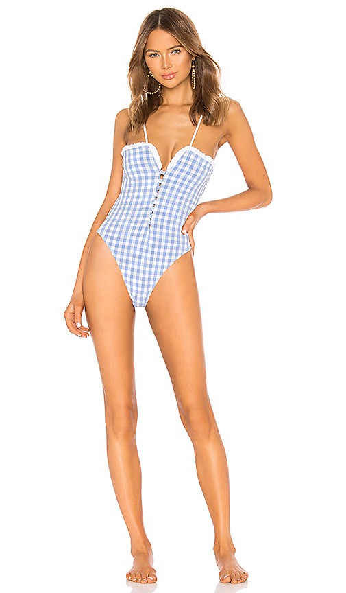 Tularosa Lakin One Piece in Periwinkle Gingham | Revolve Clothing (Global)