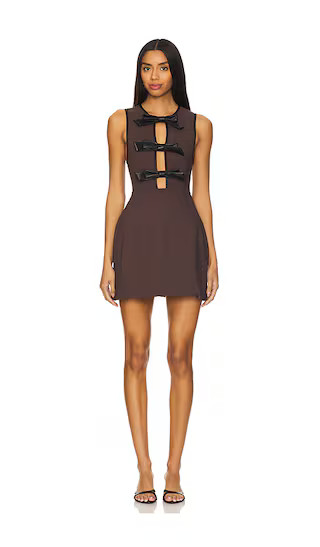 Piped Peplum Mini Dress in Brown & Black | Revolve Clothing (Global)