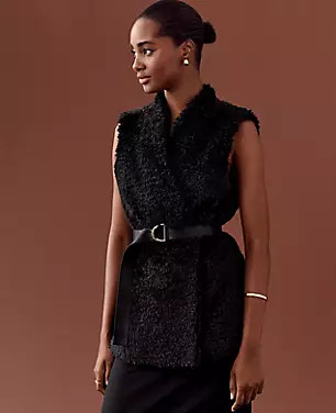 Faux Fur Belted Vest | Ann Taylor (US)