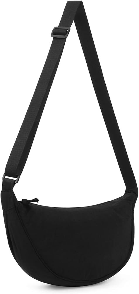 Women's Nylon Crescent Bag - Hobos Crossbody Shoulder Bag with Adjustable Strap - Solid Color Che... | Amazon (UK)