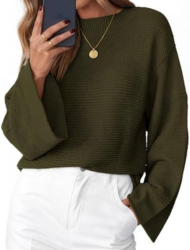 KIRUNDO Oversized Sweaters for Women Ribbed Knit Chunky Long Sleeve Tunic Sweater Pullover Tops F... | Amazon (US)